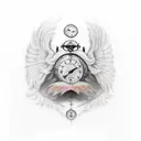 chronometer and wing tattoo design idea
