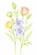 birth flower bouquet with February May June August October  tattoo design idea