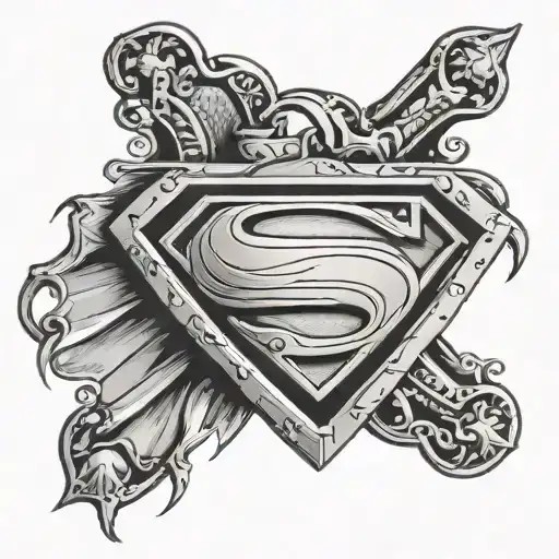 man of steel plated shoulder shield tattoo design idea