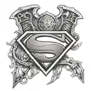 man of steel plated shoulder shield tattoo design idea