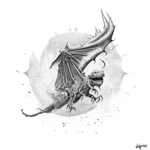 flying monster  tattoo design idea