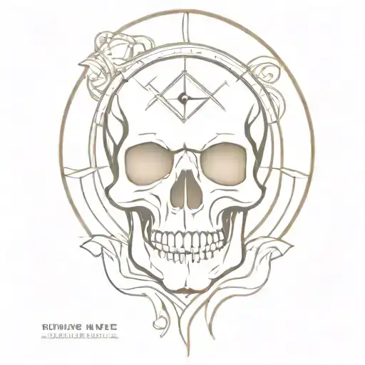 Skull with sand clock face tattoo design idea