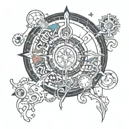 Incorporate elements from popular video games into a dark fantasy themed tattoo tattoo design idea