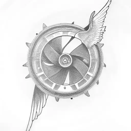 motorcycle wheel with wings tattoo design idea