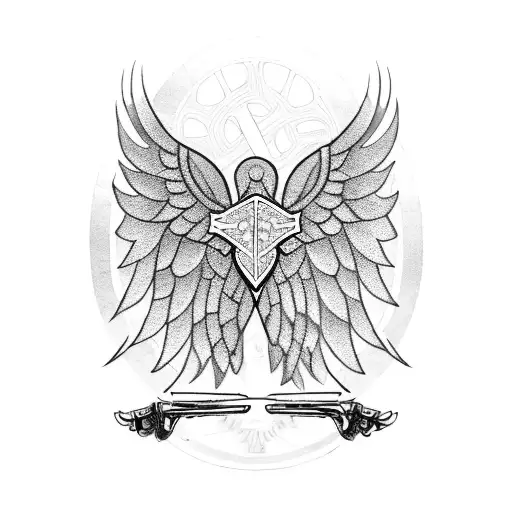 motorcycle wheel with wings tattoo design idea