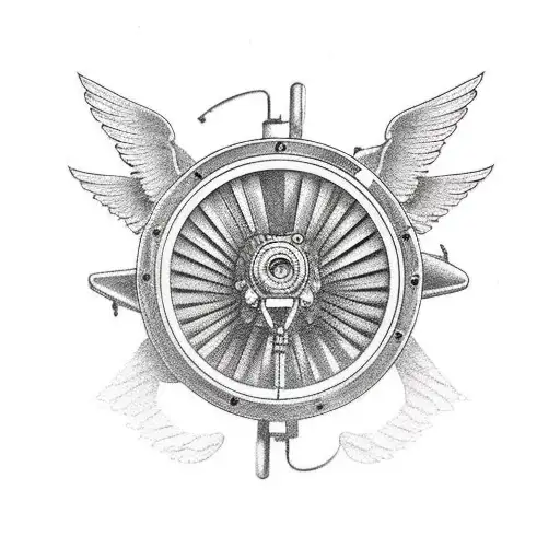 motorcycle wheel with wings tattoo design idea