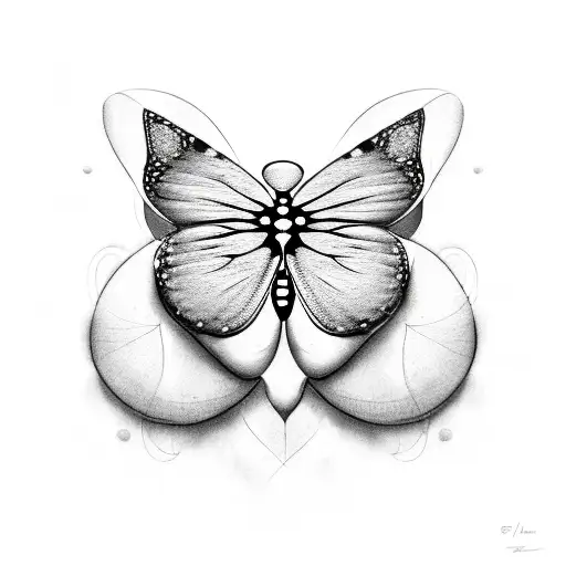 Butterfly with 3 hearts tattoo design idea
