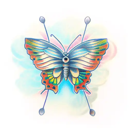 Butterfly with 3 hearts tattoo design idea