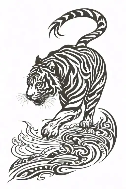 tiger walking tattoo design idea