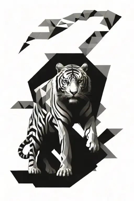 tiger walking tattoo design idea