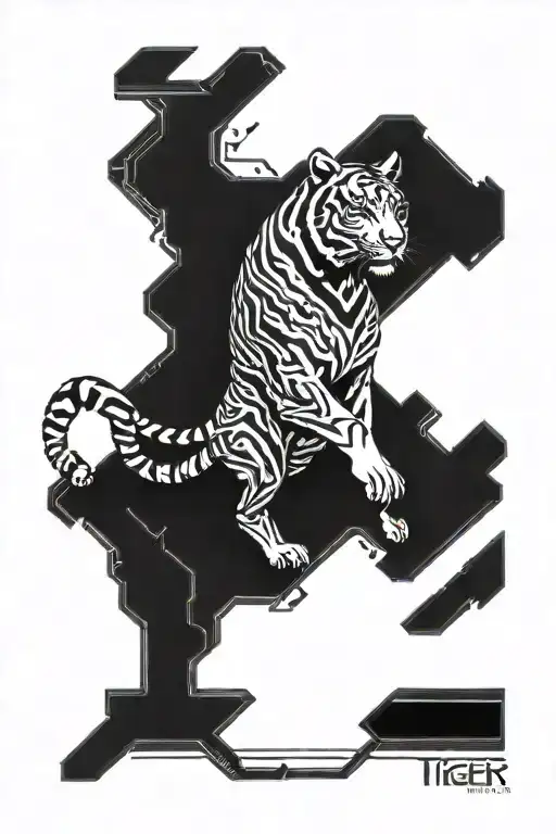 tiger walking tattoo design idea