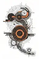 A tattoo design featuring a computer code snippet forming a spiral galaxy  tattoo design idea