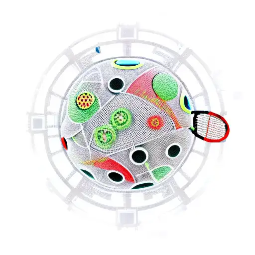 A futuristic robot playing tennis on a court made of gears and cogs tattoo design idea