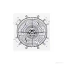 A mechanical engineering blueprint of a tennis racket intertwined with circuit board patterns tattoo design idea