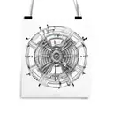 A mechanical engineering blueprint of a tennis racket intertwined with circuit board patterns tattoo design idea