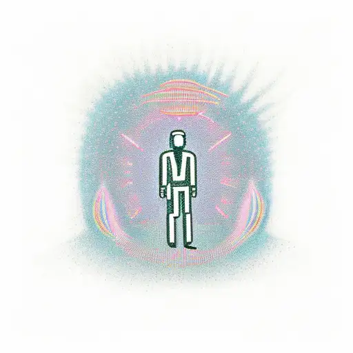 Man being abducted by a UFO. The man would be standing in the middle of the road in Los Angeles with palm trees in the b tattoo design idea