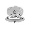 Man being abducted by a UFO. The man would be standing in the middle of the road in Los Angeles with palm trees in the b tattoo design idea