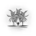 Man being abducted by a UFO. The man would be standing in the middle of the road in Los Angeles with palm trees in the b tattoo design idea