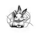 A cute bunny rabbit tied up with rope in a Japanese style tattoo design idea