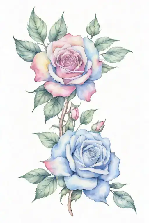 a stripe that comes out from behind the ear ending on the shoulder with roses at the end tattoo design idea