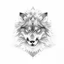 calm wolf angry lion tattoo design idea