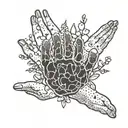 An intricate design of interconnected hands reaching out to help each other, with small flowers and paw prints scattered throughout, representing the client's passion for volunteering and animals tattoo design idea