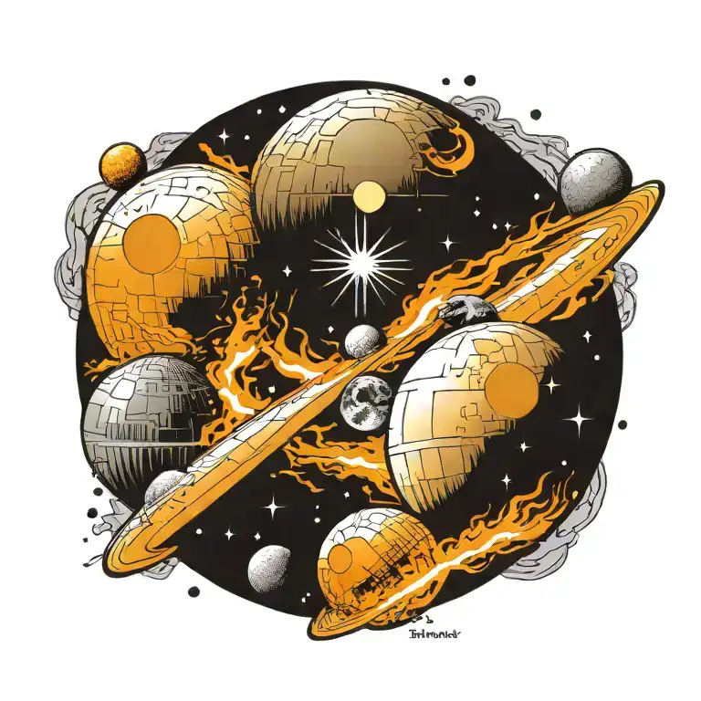 Death Star turned into the phases of the moon, darth Vader, and anakin skywalker tattoo design idea