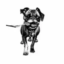 a dog with a stick in its mouth tattoo design idea