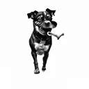 a dog with a stick in its mouth tattoo design idea