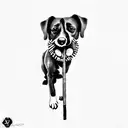 a dog with a stick in its mouth tattoo design idea