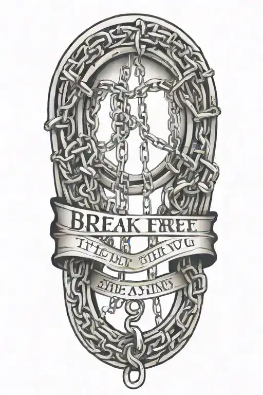 break free from the chains that bind you text  tattoo design idea