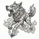fenrir wolf breaking free from chains   tattoo design idea