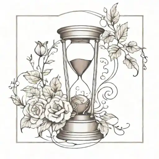 hour glass with Vienna written as a clock inside with vines surrounding it   tattoo design idea