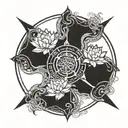 biohazard, lotus, full moon surrounded tattoo design idea