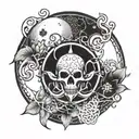 biohazard, lotus, full moon surrounded tattoo design idea