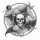biohazard, lotus, full moon surrounded tattoo design idea