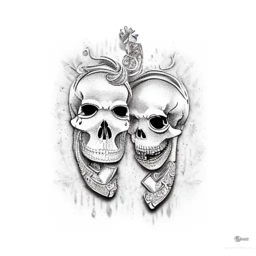skeletons dancing in fancy clothes  tattoo design idea