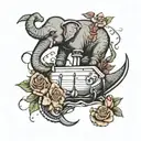 elephant ship sailing through stormy dying roses wrapped anchor honda cbr50 tattoo design idea