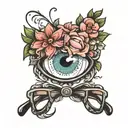 eyeglass with flower tattoo design idea
