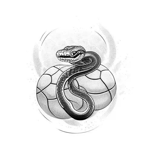 Snake shedding its skin with basketball textures tattoo design idea
