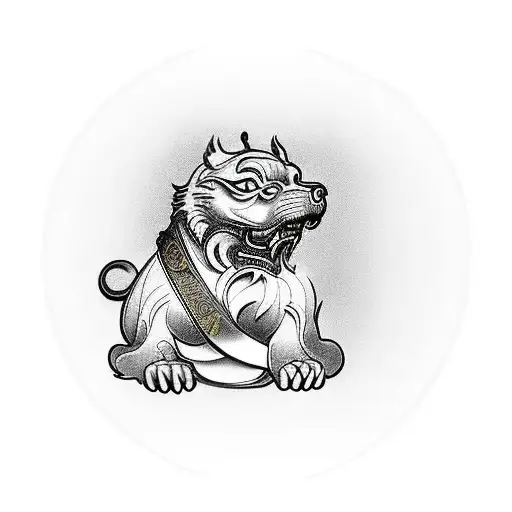 At the top of my arm, I want a chinese Foo Dog standing guard over an hourglass, symbolizing the passage of time and pr tattoo design idea