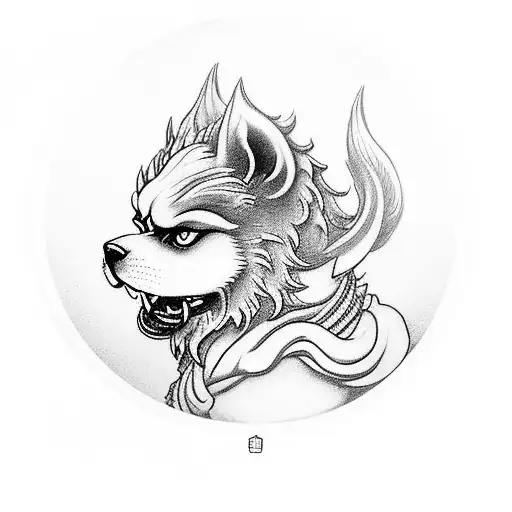 At the top of my arm, I want a chinese Foo Dog standing guard over an hourglass, symbolizing the passage of time and pr tattoo design idea