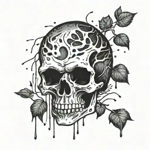 depression skull rain falling in skull tattoo design idea
