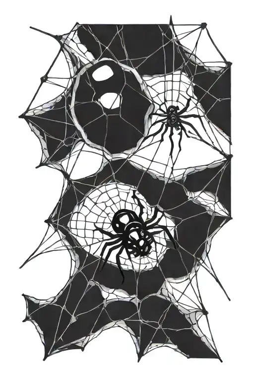 black widow spider crawling out of web tattoo design idea