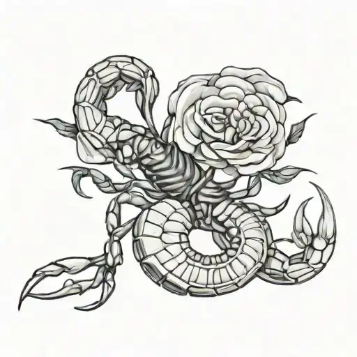 scorpion intertwined with rose tattoo design idea