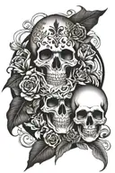 tango dancer skull surrounded tattoo design idea