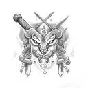 sledgehammer with fire and the words "kushti bok" above the head tattoo design idea