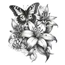 lily flower and butterfly tattoo design idea