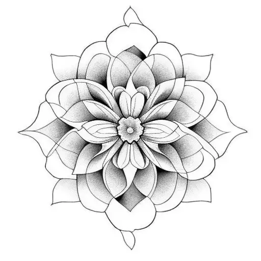 6 petaled flower psychedelic  tattoo design idea