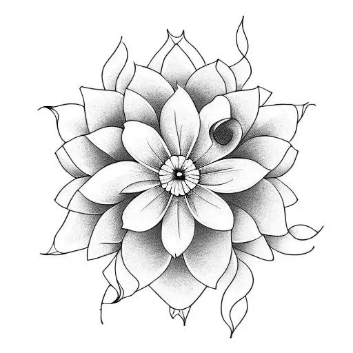 6 petaled flower  tattoo design idea